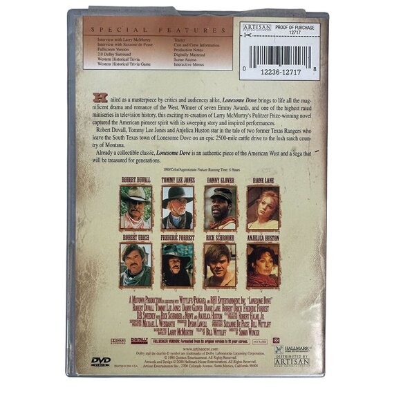 Lonesome Dove DVD 1988 Robert Duvall Tommy Lee Jones Hallmark Home Fullscreen - Picture 2 of 8